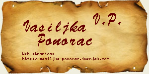 Vasiljka Ponorac vizit kartica
